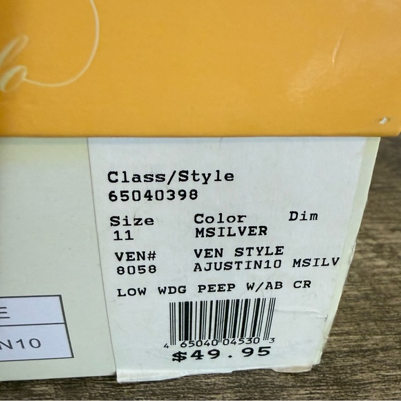 Michaelangelo David’s Bridal Silver Rhinestone Wedge Peep Toe Dress Shoes Sz 11 - Picture 13 of 13